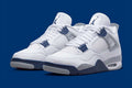 Air Jordan 4 Retro White Midnight Navy Sneakers - Hall of Fame